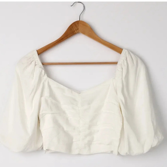 Lulus Puff sleeve  crop side zip top SZ S - Picture 4 of 10